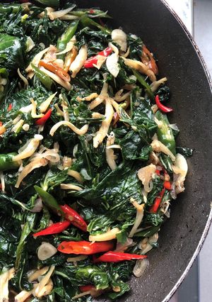 Foto resep Tumis daun singkong teri medan