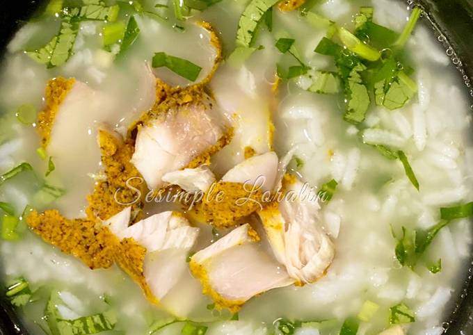 Cara Gampang Membuat Bubur Nasi bersama Daun Kaduk &amp; Tenggiri Bakar (Eat Clean Lunch), Lezat Sekali