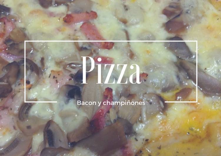 Masa para pizza de bacon y champiñones