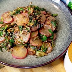 A picture of Winter Special Red Radish Sabzi With Radish leaves Mooli Ki Sabzi.