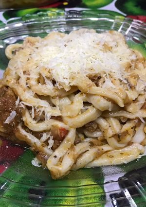 Una foto de Fideos caseros (saborizados con morrón)