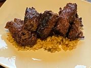 A picture of beef broth brown rice