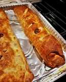 Sausage Pepper & Broccoli Rabe Calzone with Roasted Peppers & Mozzarella