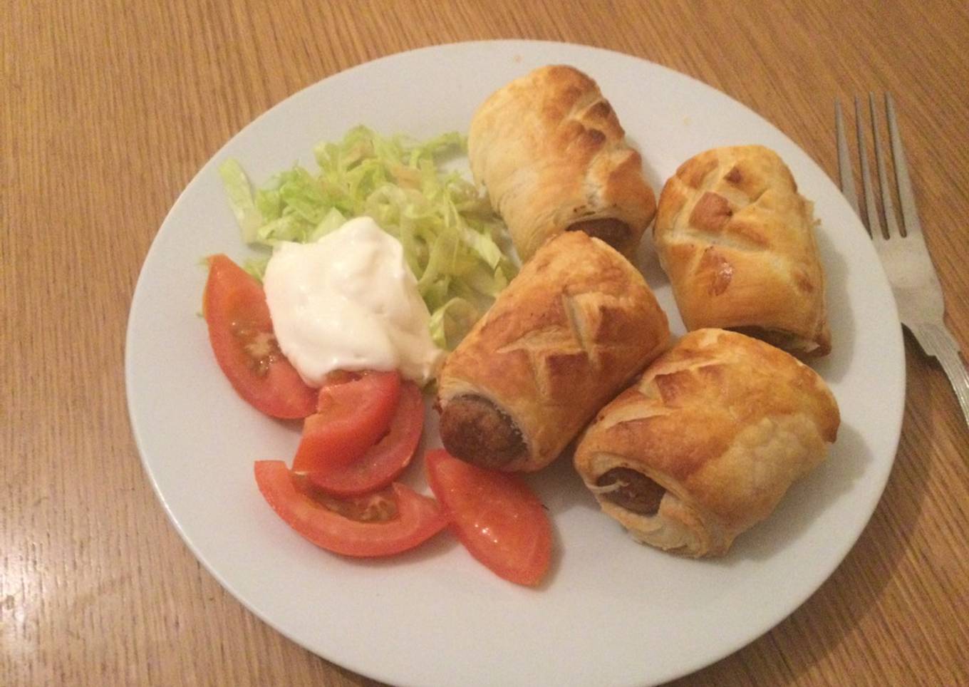 Air fried beef sausage rolls