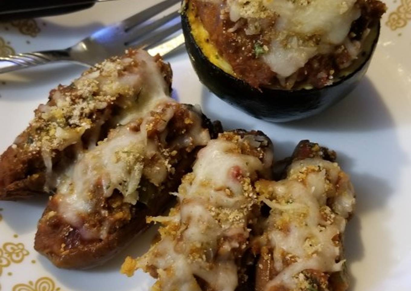 Sloppy Joe Stuffed Mini-Eggplant & Zucchini