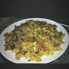 Stirfried vegetable pasta A picture of Stirfried vegetable pasta.