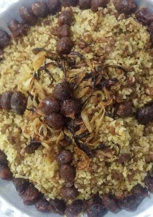 عکسی از دستور عدس پلو با سویا و خرما