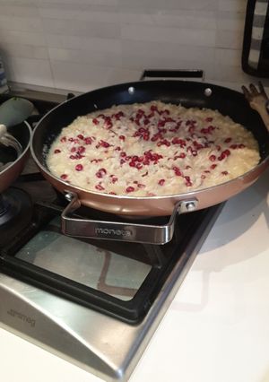 Foto di Risotto alle pere, verde di capra e melograno