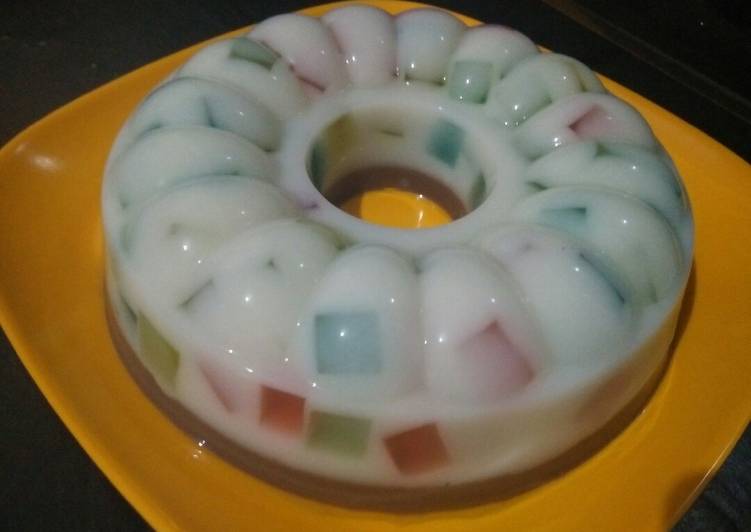 Cara Gampang Membuat Puding Mozaik lapis Coklat, Enak