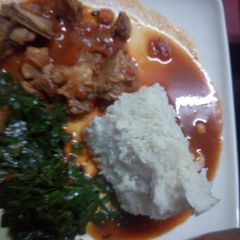 Stewed Beef Meat with Fried kunde A picture of Stewed Beef Meat with Fried kunde.