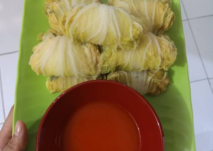 Cara Gampang Menyiapkan Somay sawi isi ayam yang Lezat