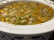 A picture of yellow squash soup