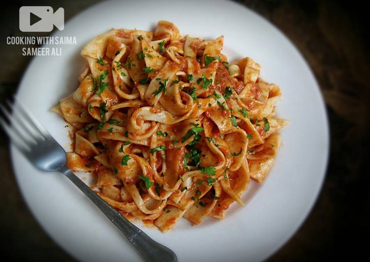 Steps to Make Quick Papardelle pasta purely homemade