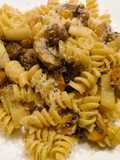 Rotini with sausage, fennel, mushrooms and lemon
