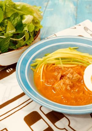 Hình của món Cá Sốt Cà Xoài Bào Chấm Rau Sống.