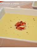 Crema de puerro y pera con jamón. (Thermomix)