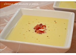 Foto principal de Crema de puerro y pera con jamón. (Thermomix)