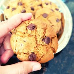 A picture of Eggless & Whole wheat flour Chocolate chip cookies | Soft & Chewy Cookies.