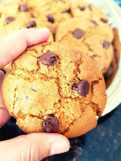 A picture of Eggless & Whole wheat flour Chocolate chip cookies | Soft & Chewy Cookies.