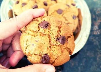 How to Cook Yummy Eggless  Whole wheat flour Chocolate chip cookies  Soft  Chewy Cookies