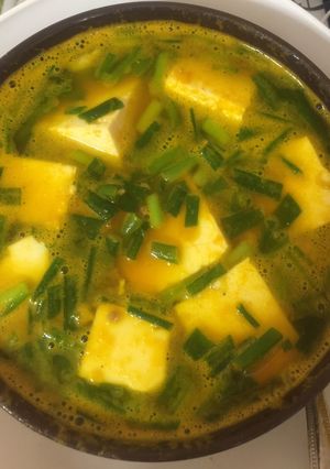 Hình của món Canh bí đỏ đậu hũ.