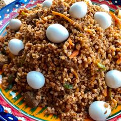 A picture of Uzbekistan Buckwheat Beef Plov.