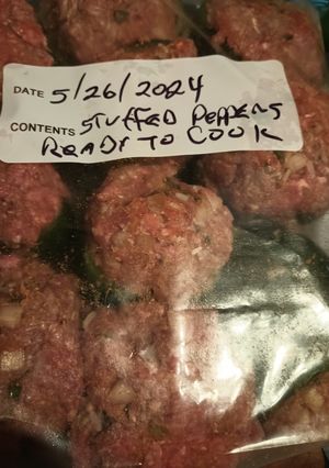 A picture of Freezing Stuffed Peppers for the future.