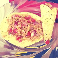 A picture of Bhel on masala papad.