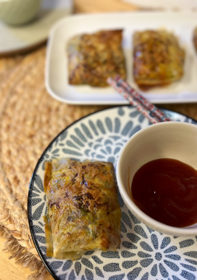 Una foto de Rollitos primavera de repollo en airfryer