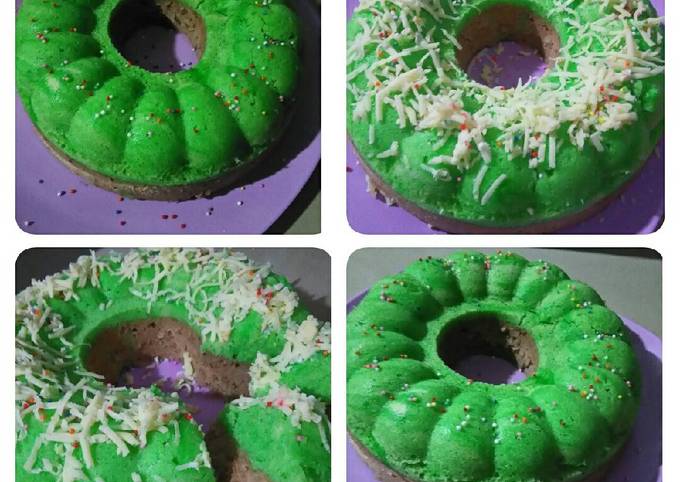 Cara gampang membuat Bolu air Coklat Pandan  sedap