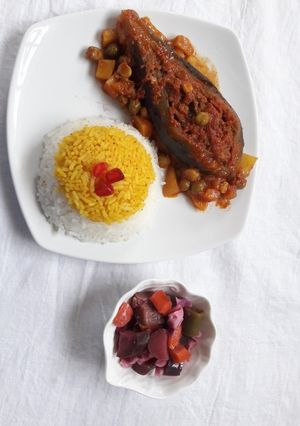 عکسی از دستور بادمجون شکم پر
