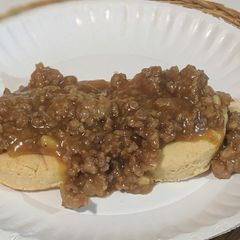 A picture of Biscuits and Sausage Gravy Gluten free (can be made dairy free).