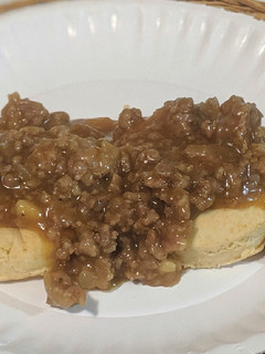 A picture of Biscuits and Sausage Gravy Gluten free (can be made dairy free).