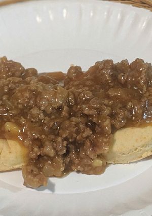 A picture of Biscuits and Sausage Gravy Gluten free (can be made dairy free).
