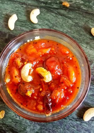 টমেটো খেজুর আমসত্ত্ব চাটনি (Tomato khejur amsatwa chatni recipe in Bengali) রেসিপির প্রধান ছবি