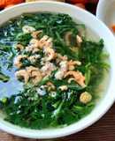 Canh rau tần ô nấu tôm thịt