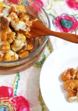 Hình của món Gnocchi khoai tây sốt cà chua, xúc xích đút lò phô mai.