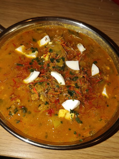 A picture of Turkey keema and egg soup.