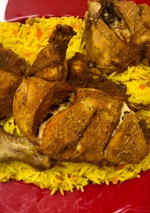 صورة لوصفة فراخ مشوية في الفرن مع ارز بسمتي