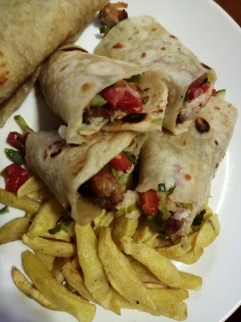 Recipe Chicken wrap sandwich with potato wedges which Delicious