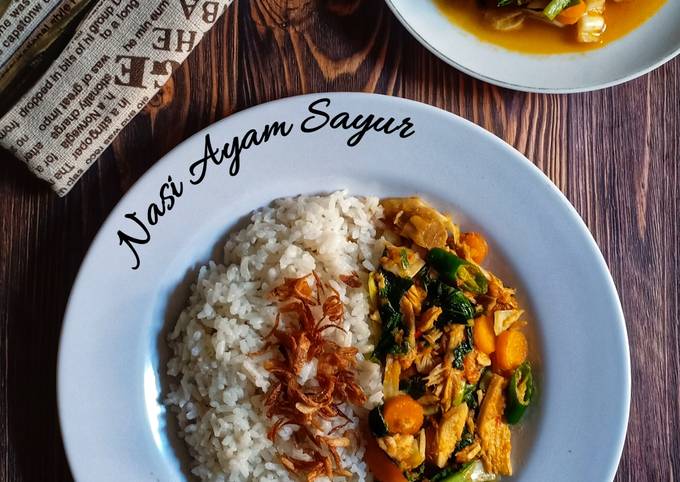 Cara Membuat Resep Nasi Ayam Sayur