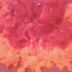 A picture of Yellow Krummel pap with tomato & onion bredie.