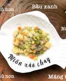 Miến xào chay đậu hủ non nấm măng tây carrot bầu xanh