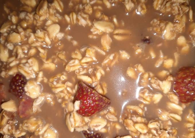 Overnight Oat with Strawberry&Chocolate (simple diet breakfast)