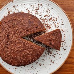 Eggless chocolate cake in pressure cooker A picture of Eggless chocolate cake in pressure cooker.