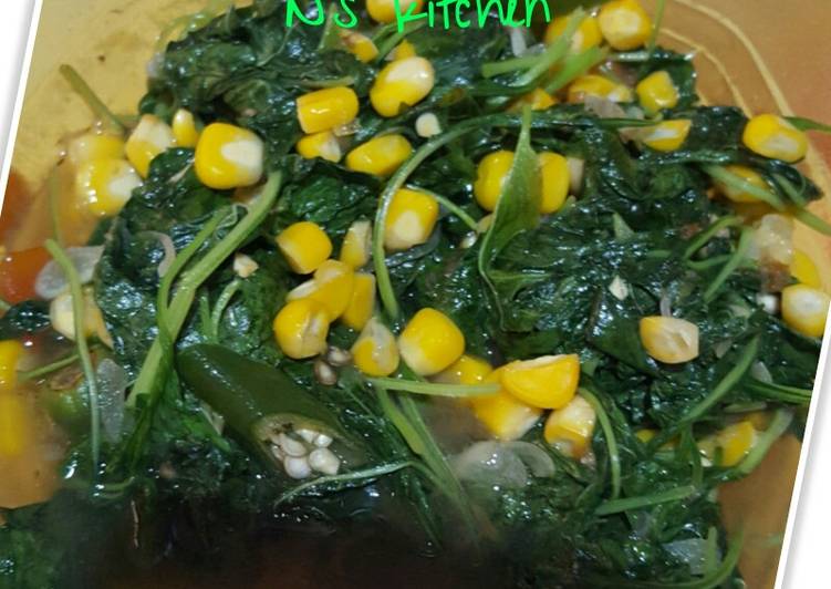 Tumis bayam+jagung