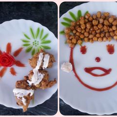 A picture of Chickpeas peanuts spinach fritters with crispy chickpeas.