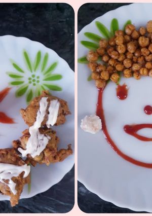 A picture of Chickpeas peanuts spinach fritters with crispy chickpeas.