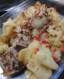 Peceto al horno con papas, hecho a la bolsa