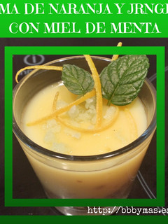 Una foto de Crema de naranja y jengibre con miel/azúcar de menta